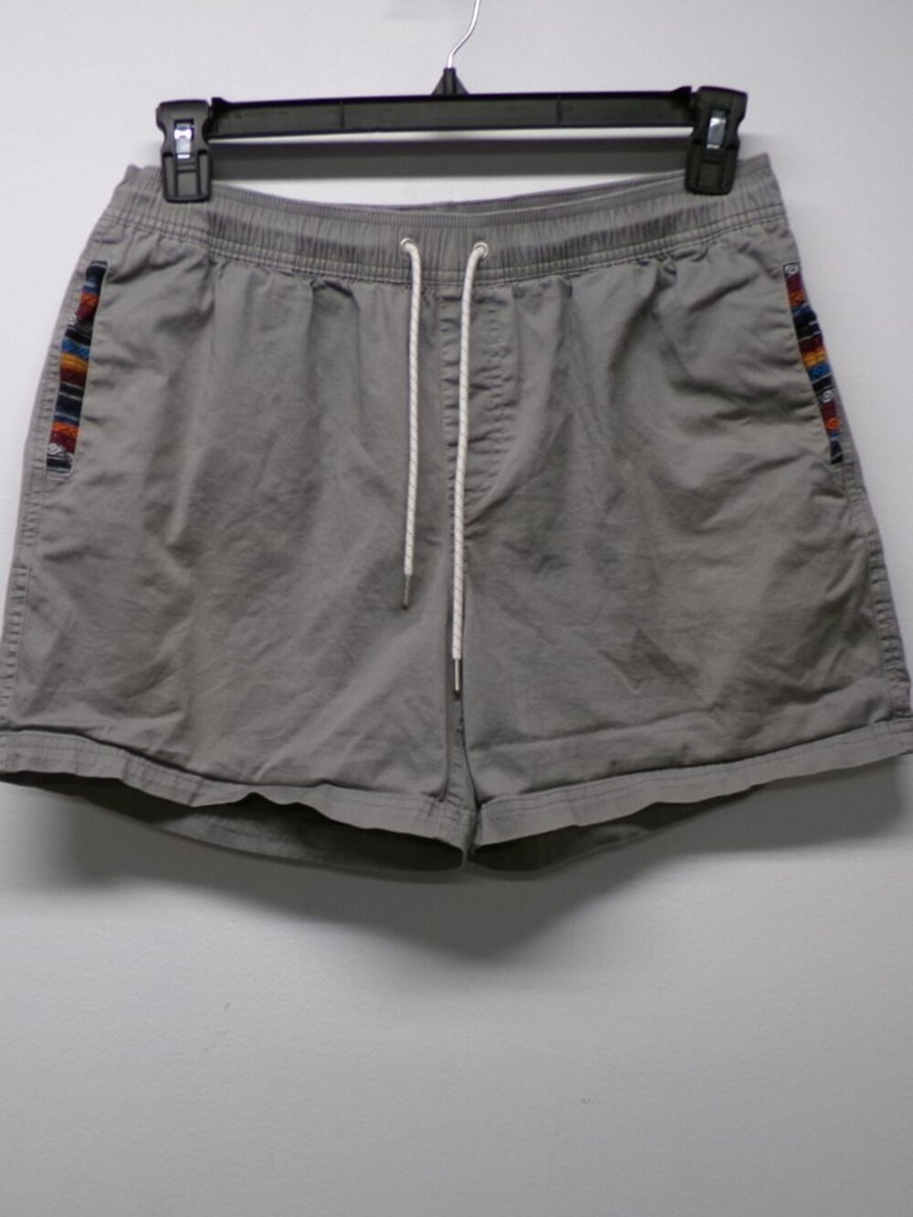 Wowie Casual Short 4.5" Mens Large Gray Cotton Chino Shorts Pockets Aztec Trim